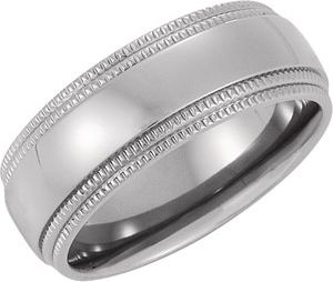 Titanium Ridged Band with Double Milgrain