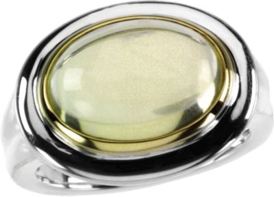 Genuine Lime Quartz Cabochon Ring