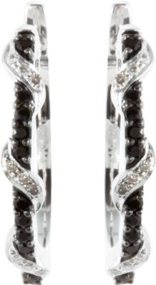 Genuine Black Spinel & Diamond Earrings