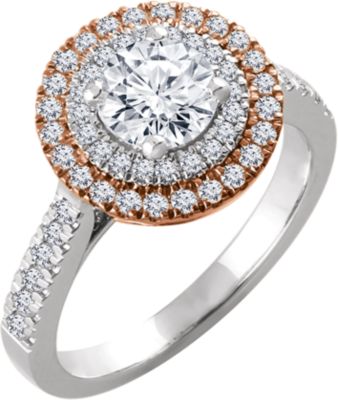 14kt White & Rose 5/8 CTW Diamond Semi-mount Engagement Ring for 6.5mm Round Center