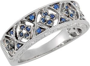 Genuine Blue Sapphire & Diamond Ring