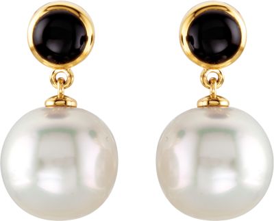 South Sea Cultured Pearl and Onyx Earrings
