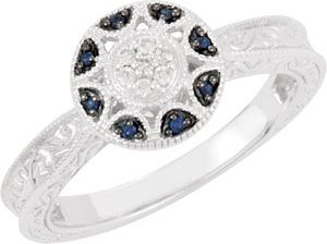 Genuine Blue Sapphire & Diamond Ring