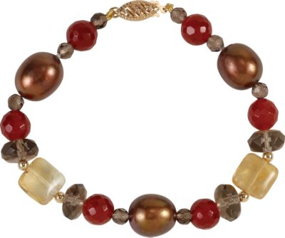 Freshwater Dyed Chocolate Cultured Pearl & Multi-Gemstone Bracelet