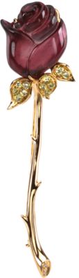 Genuine Carved Brazilian Garnet & Diamond Brooch