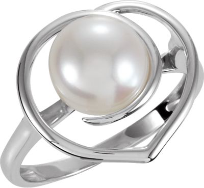 Freshwater Cultured Pearl Heart Ring