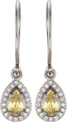 Halo-Style Sapphire Dangle Earrings