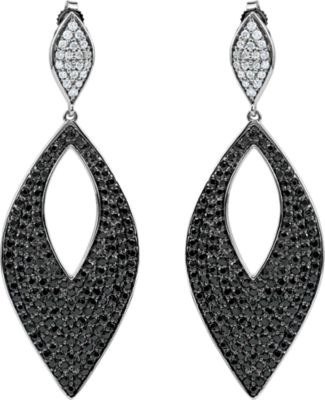 Genuine Black Spinel and Diamond Earrings