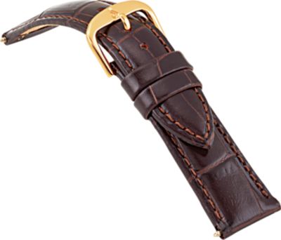18mm Ladies Short Alligator Grain Padded Brown Watch Strap