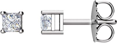 SI₂-SI₃ G-H Princess-Cut Diamond Friction Post Stud Earrings 