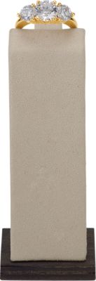 Tall Ring Post W/ Magnetic Clip Wood Accent Suede Display