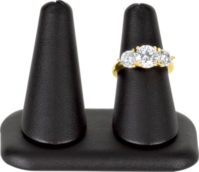 Black Leatherette Double Ring Finger Display