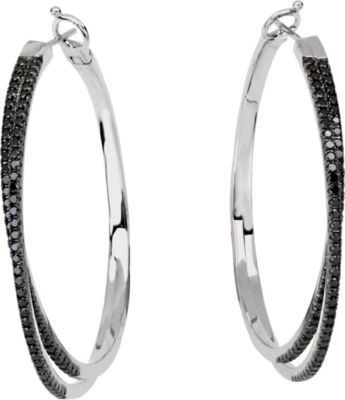 1 7/8 ct tw Black Diamond Hoop Earrings