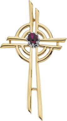 Cross Pendant with Genuine Ruby