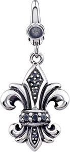 Black CZ Fleur-de-lis Charm