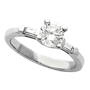 Engagement Ring & Band Mounting with Baguette Accents