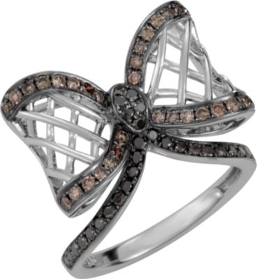5/8 ct tw Black & Brown Diamond Bow Ring