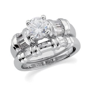 Engagement Ring or Band Mounting with Baguette Accents