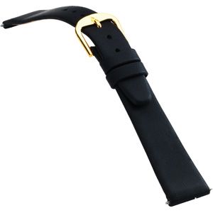 16mm Men's Regular Genuine Flat Calf Black Watch Strap