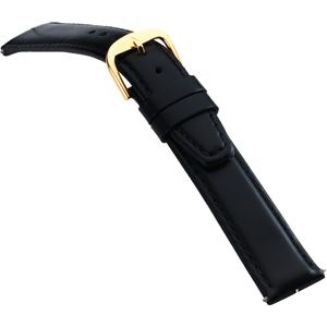 16mm Men's Long Saddle Leather Black Watch Strap