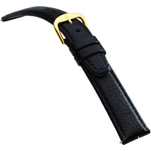 19mm Men's Long Semi-Padded Textured Calf Black Watch Strap