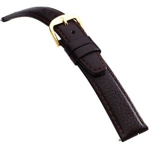 19mm Men's Short Semi-Padded Textured Calf Brown Watch Strap