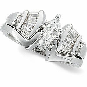 Engagement Ring with Baguette Accents or Band Mounting