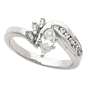 Engagement Ring & Band Mounting with Baguette Accents