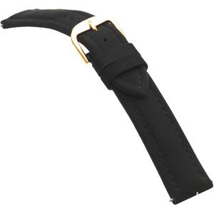 16mm Men's Regular Chrono-Style Oiled Leather Padded Black Watch Strap