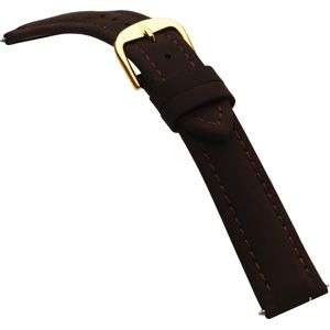 18mm Men's Regular Chrono-Style Oiled Leather Padded Brown Watch Strap