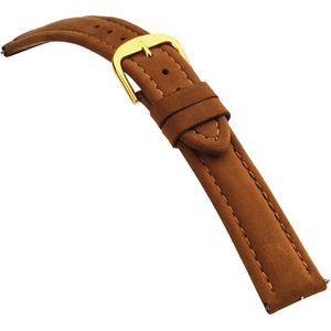 18mm Men's Regular Chrono-Style Oiled Leather Padded Tan Watch Strap
