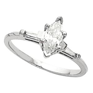 Engagement Ring & Band Mounting with Baguette Accents