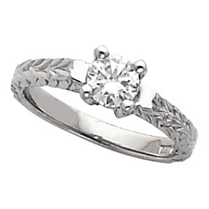 Hand-Engraved Engagement Ring Mounting & Band