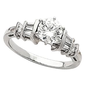 Engagement Ring Mounting with Baguette Accents  & Band
