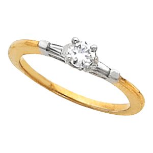 Engagement Ring & Band Mounting with Baguette Accents