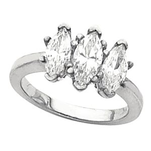 3-Stone Anniversary Ring Mounting for Marquise Shape Gemstones