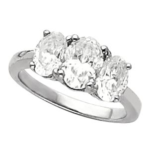 3-Stone Anniversary Oval-Cut Ring Mounting