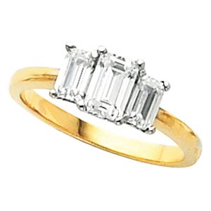 3-Stone Anniversary Ring Mounting for Emerald-Cut Gemstones