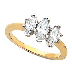 3-Stone Anniversary Ring Mounting for Marquise Shape Gemstones