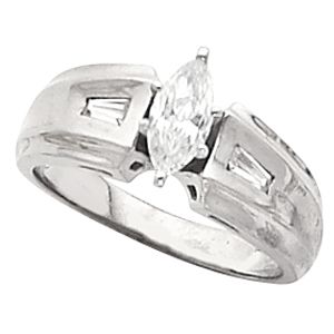 Engagement Ring Mounting with Baguette Accents