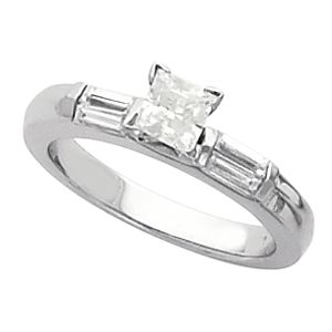 Engagement Base or Band Mounting with Baguette Accents