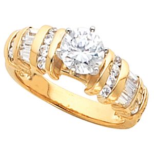 Engagement Ring Mounting with Baguette Accents