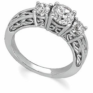 3-Stone Anniversary Ring Mounting for Round Gemstones