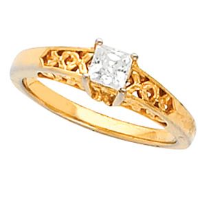 Solitaire Ring Mounting for Square Stone