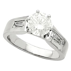 Engagement Ring Mounting with Baguette Accents