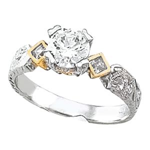 Hand-Engraved 3-Stone Ring Mounting & Band