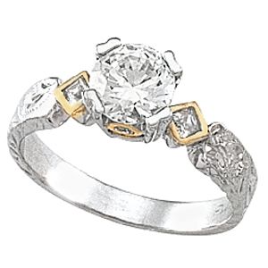 Hand-Engraved 3-Stone Ring Mounting & Band
