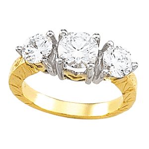 Hand-Engraved 3-Stone Ring Mounting & Band