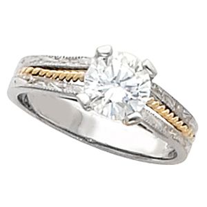 Hand-Engraved Engagement Base Ring Mounting & Band