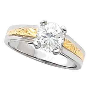 Hand-Engraved Engagement Base Ring Mounting or Band